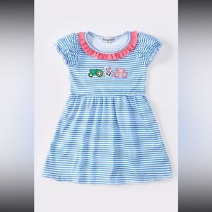 Adorable Blue and Pink Striped Kids Dress